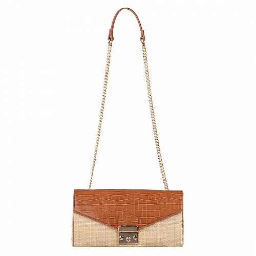 Crossbody clutch με συνδυασμό υλικών
