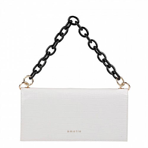 Clutch κροκό σε λευκό χρώμα