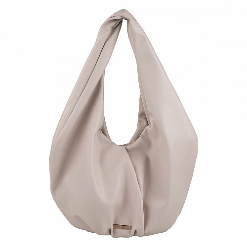 Μοντέρνα soft leather τσάντα ώμου σε off white απόχρωση