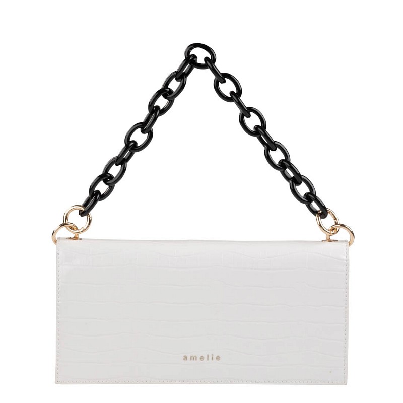Clutch κροκό σε λευκό χρώμα