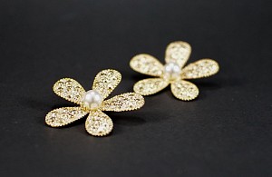 Daisy χειροποίητα μεγάλα σκουλαρίκια μαργαρίτες