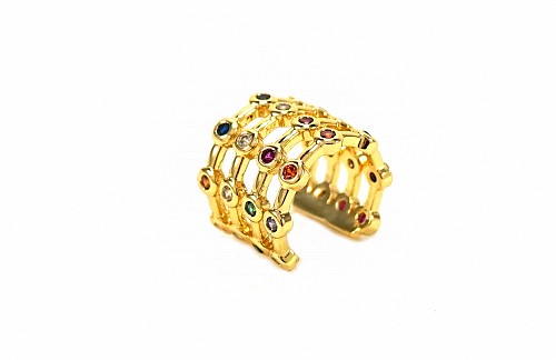 Ear cuff bone με πολύχρωμα κρύσταλλα