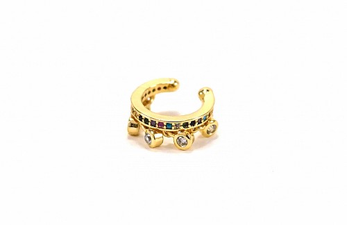 Ear cuff rain με πολύχρωμα κρύσταλλα και ζιργκόν