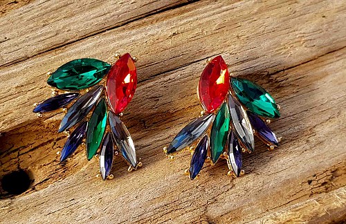 Σκουλαρίκια Peacock με πολύχρωμα στρας
