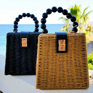 Κάμελ bamboo τσαντάκι σε σχήμα βαλιτσάκι
