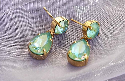 Mini Drop earrings Silky Sage Delight by Caroline Svedbom