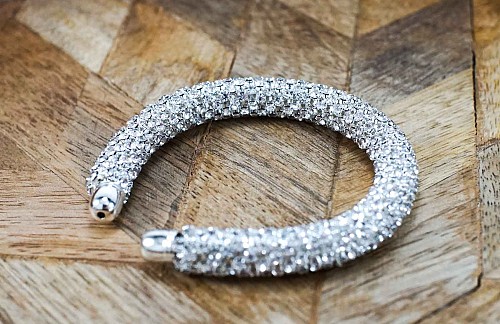 Bangle σχοινί με κρύσταλλα σε ασημί